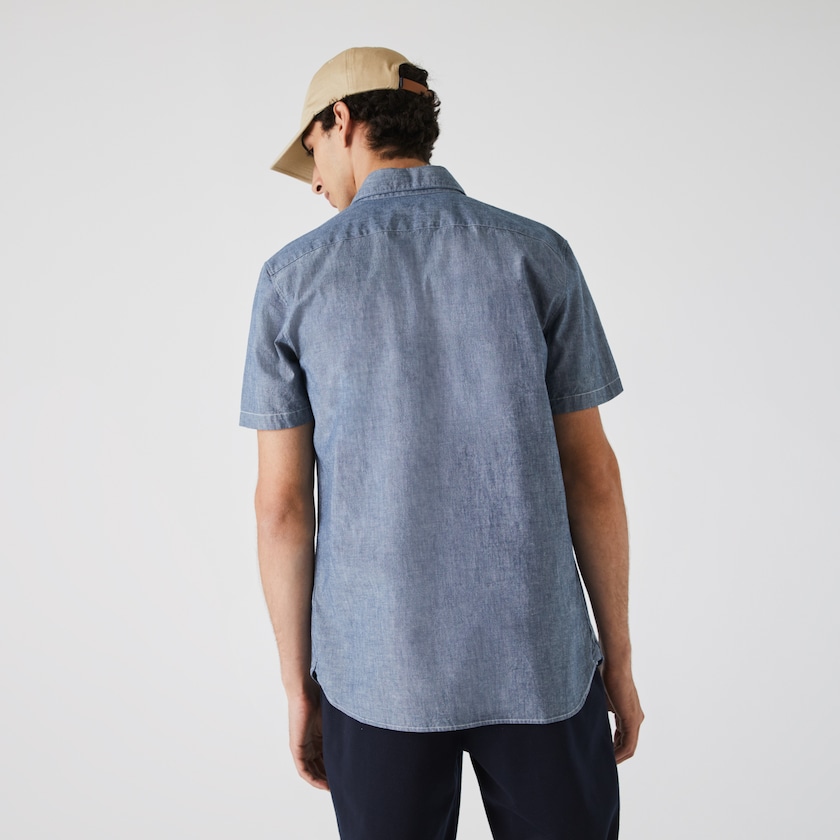 Camisas Lacoste Hombre Azules Slim Fit Cotton Chambray GG4-21112C7