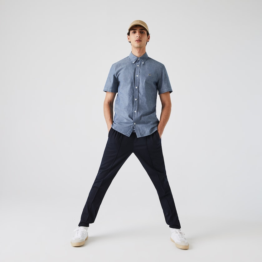 Camisas Lacoste Hombre Azules Slim Fit Cotton Chambray GG4-21112C7