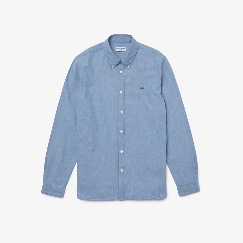 Camisas Lacoste Hombre Azules Slim Fit Cotton Chambray QL7-75747F0