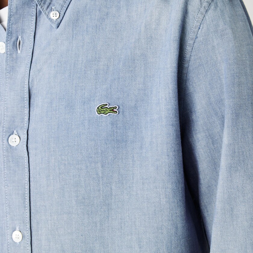 Camisas Lacoste Hombre Azules Slim Fit Cotton Chambray QL7-75747F0