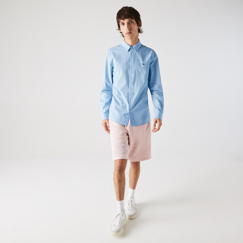 Camisas Lacoste Hombre Azules Blancos Slim Fit Cotton Chambray VK1-18001A8