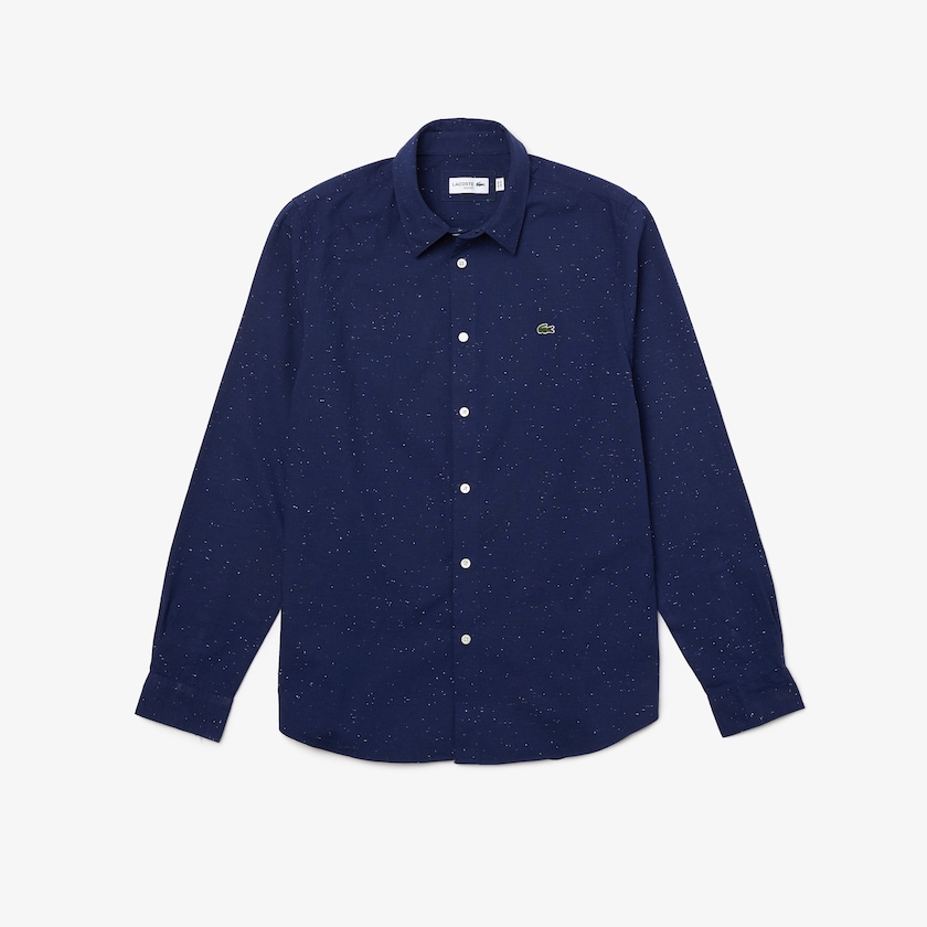 Camisas Lacoste Hombre Azules Blancos Slim Fit Cotton Chambray QD0-28582V3