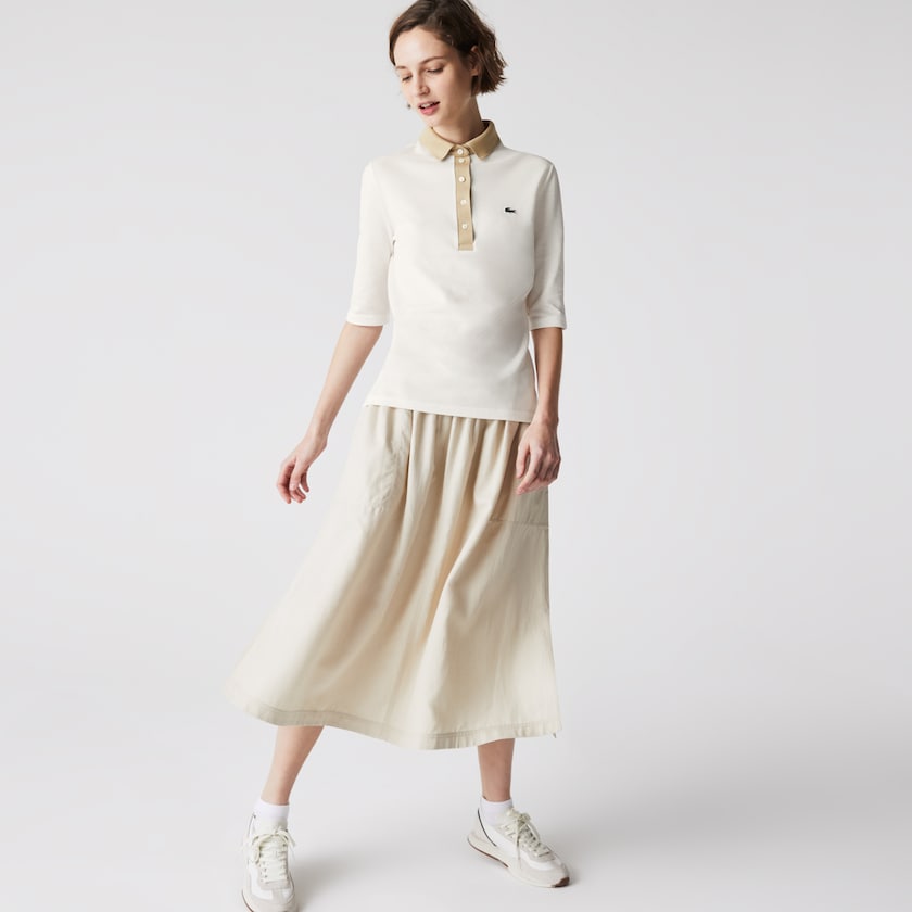 Camisas Lacoste Slim Fit Cotton Polo Mujer Blancos Beige | HE7-52515P3
