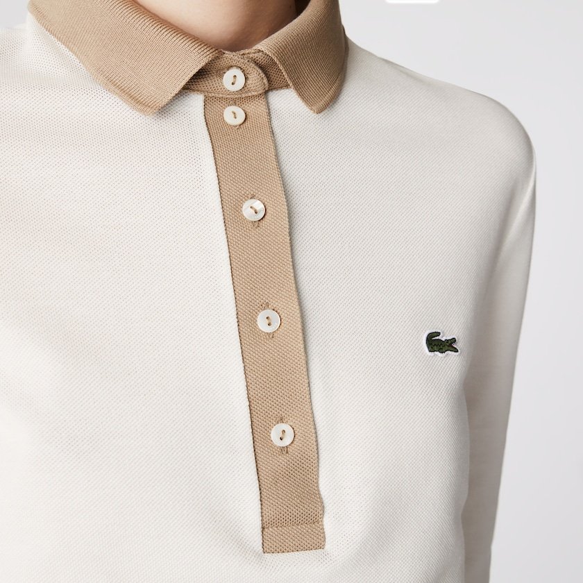 Camisas Lacoste Slim Fit Cotton Polo Mujer Blancos Beige | HE7-52515P3