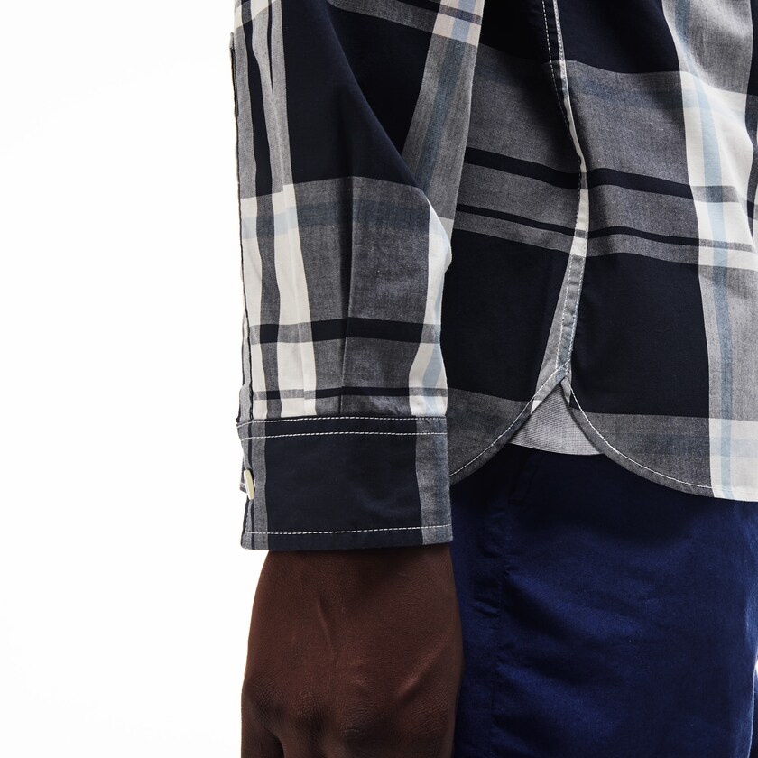 Camisas Lacoste Hombre Azul Marino Azules Blancos Slim Fit Cotton Poplin HM4-12681A1
