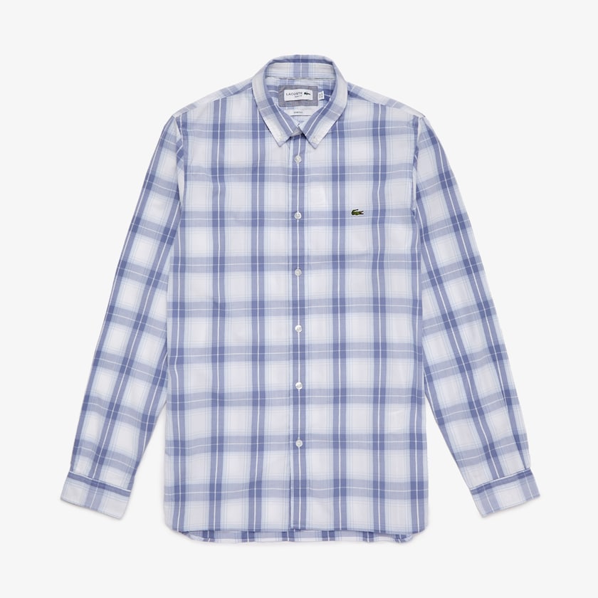 Camisas Lacoste Hombre Morados Azules Claro Slim Fit Long-Sleeve Wool Stretch ZE0-69936K3