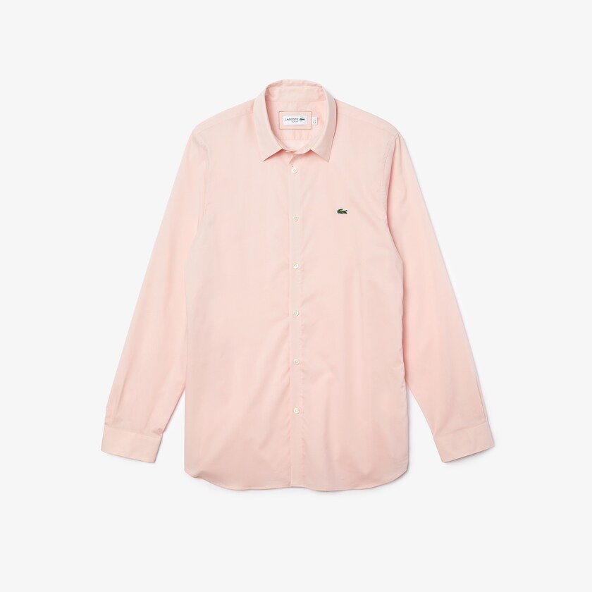 Camisas Lacoste Hombre Rosas Claro Slim Fit Stretch Cotton Poplin AM6-42244I1