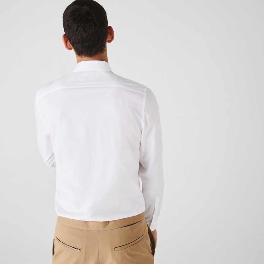 Camisas Lacoste Hombre Blancos Slim Fit Stretch Cotton Poplin DT6-84248I5