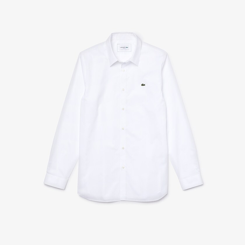 Camisas Lacoste Hombre Blancos Slim Fit Stretch Cotton Poplin DT6-84248I5
