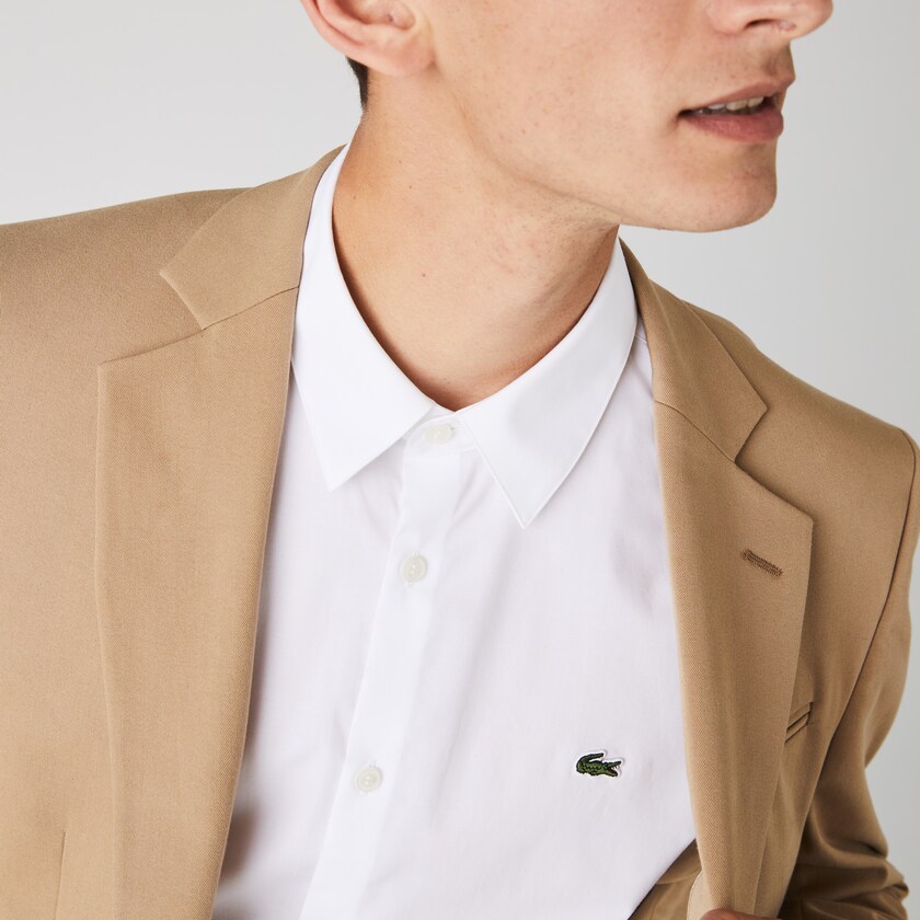 Camisas Lacoste Hombre Blancos Slim Fit Stretch Cotton Poplin DT6-84248I5
