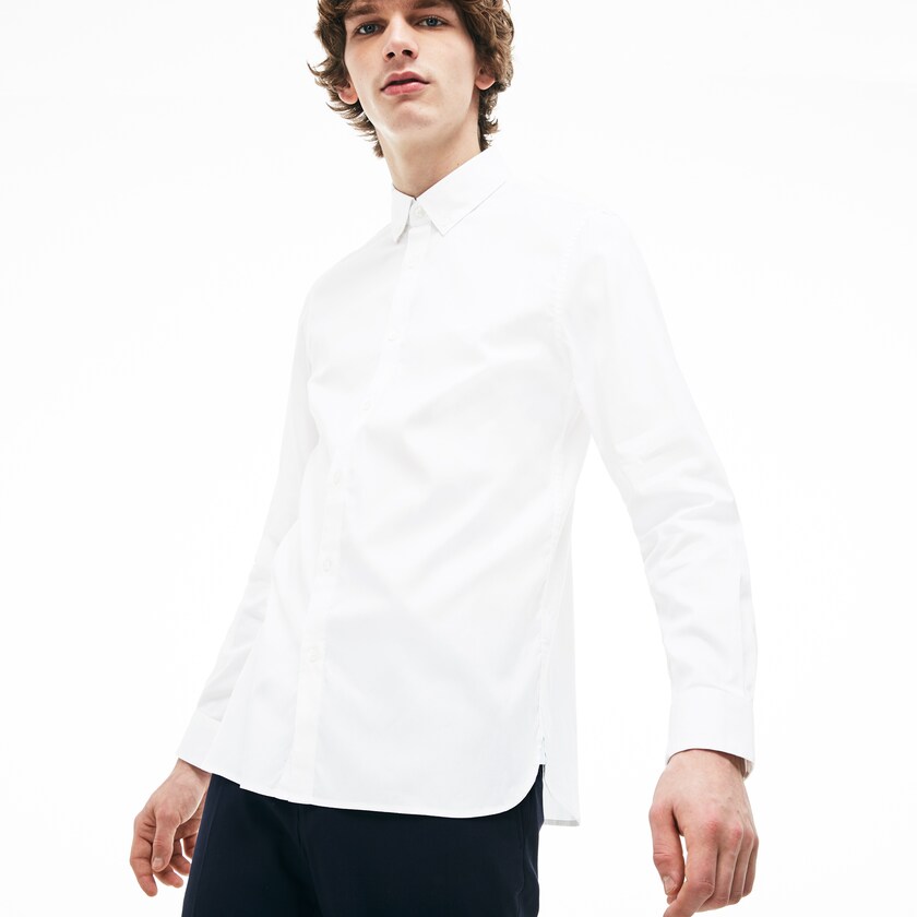 Camisas Lacoste Hombre Blancos Slim Fit Stretch Cotton Pinpoint ZI2-63546L7