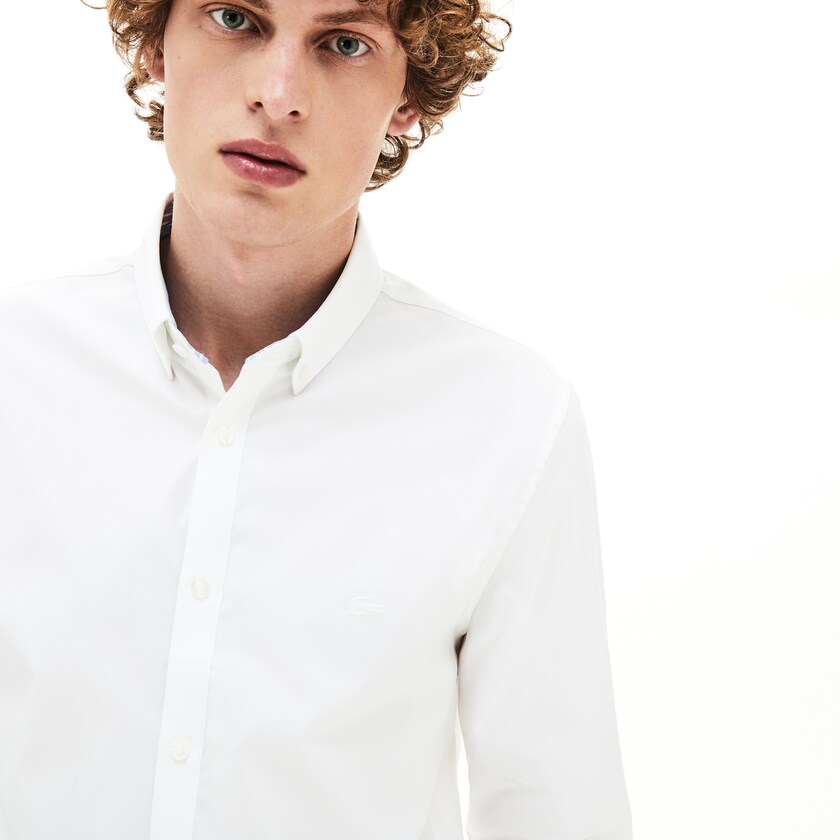 Camisas Lacoste Hombre Blancos Slim Fit Stretch Cotton ZD0-19241L4