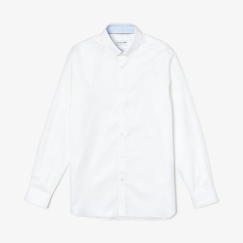 Camisas Lacoste Hombre Blancos Slim Fit Stretch Cotton ZD0-19241L4