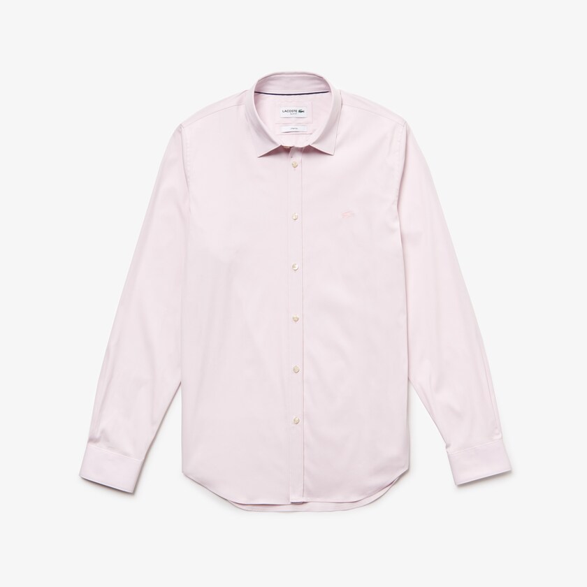 Camisas Lacoste Hombre Rosas Slim Fit Stretch Cotton Poplin UN1-13421S1