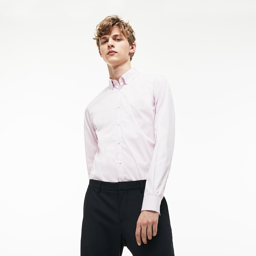 Camisas Lacoste Hombre Rosas Slim Fit Stretch Cotton Poplin UN1-13421S1