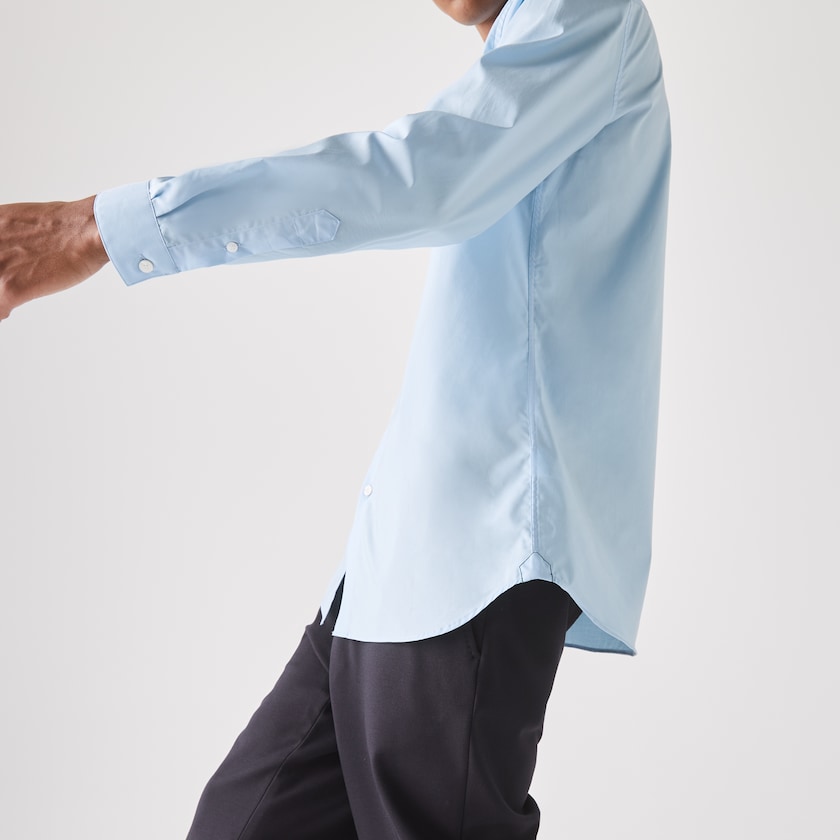 Camisas Lacoste Slim Fit Stretch Cotton Poplin Hombre Azules | ZC7-22642B5