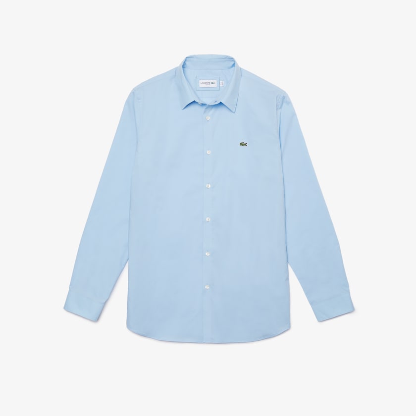 Camisas Lacoste Slim Fit Stretch Cotton Poplin Hombre Azules | ZC7-22642B5