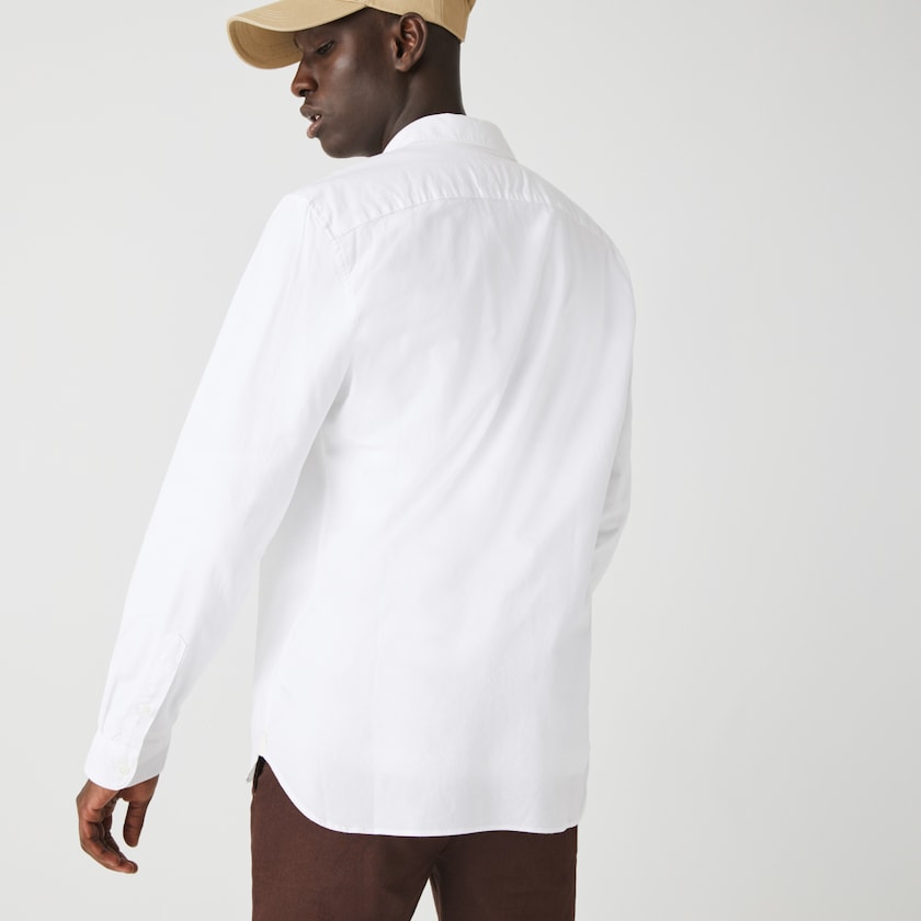Camisas Lacoste Hombre Blancos Slim Fit Stretch Oxford Cotton HW4-01010S0