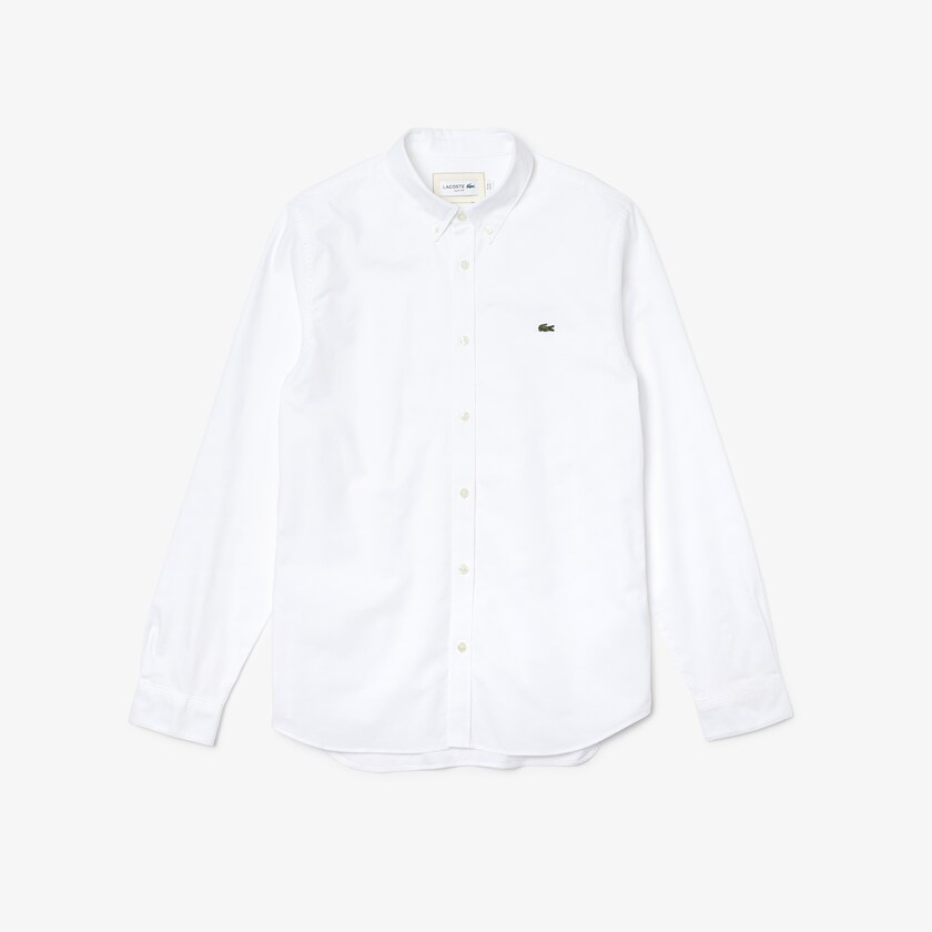 Camisas Lacoste Hombre Blancos Slim Fit Stretch Oxford Cotton HW4-01010S0