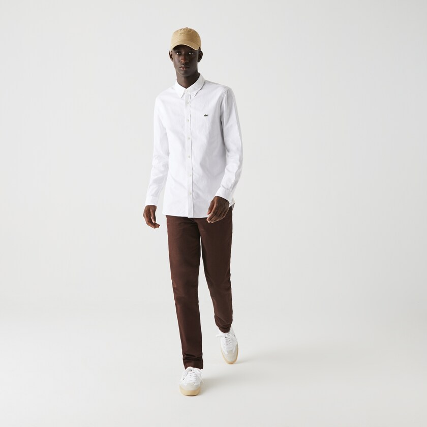 Camisas Lacoste Hombre Blancos Slim Fit Stretch Oxford Cotton HW4-01010S0