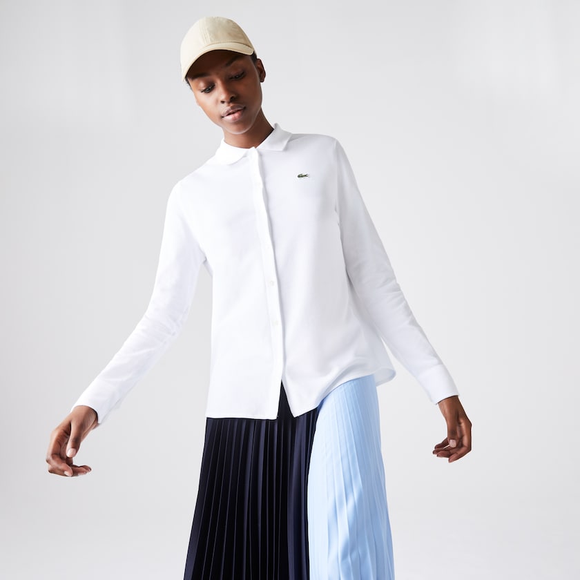 Camisas Lacoste Soft Cotton Oxford Style Polo Mujer Blancos | AE8-39133I0