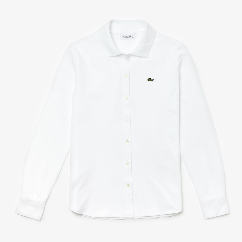 Camisas Lacoste Soft Cotton Oxford Style Polo Mujer Blancos | AE8-39133I0