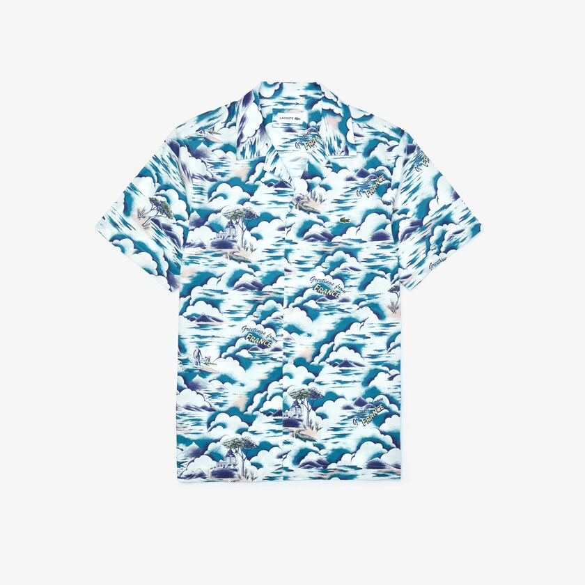 Camisas Lacoste Hombre Azules Rosas Claro Blancos Southern France Print Cotton Hawaiian Fit FR7-45034K2