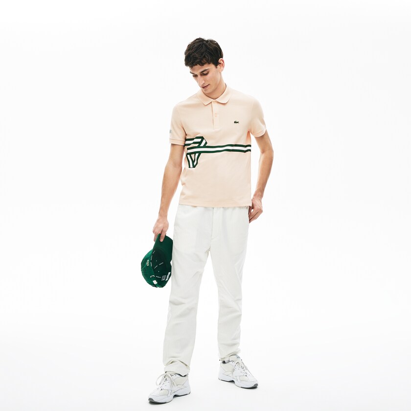 Camisas Lacoste Stripe Print Polo Hombre Rosas Claro | CA1-94159G9