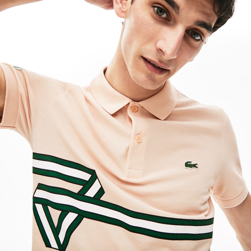 Camisas Lacoste Stripe Print Polo Hombre Rosas Claro | CA1-94159G9