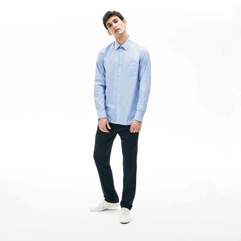 Camisas Lacoste Hombre Azules Claro Blancos Textured Cotton LP6-88998F2