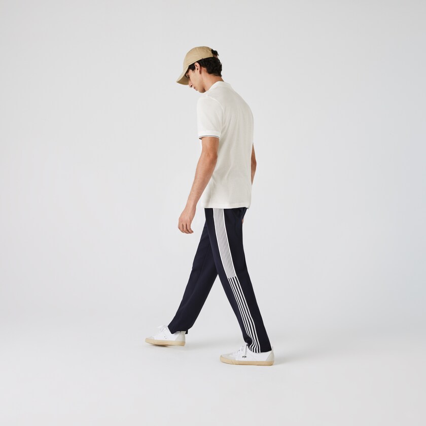 Camisas Lacoste Tunisian Collar Linen And Cotton Regular Fit Polo Hombre Blancos Negros | HU6-56425D1