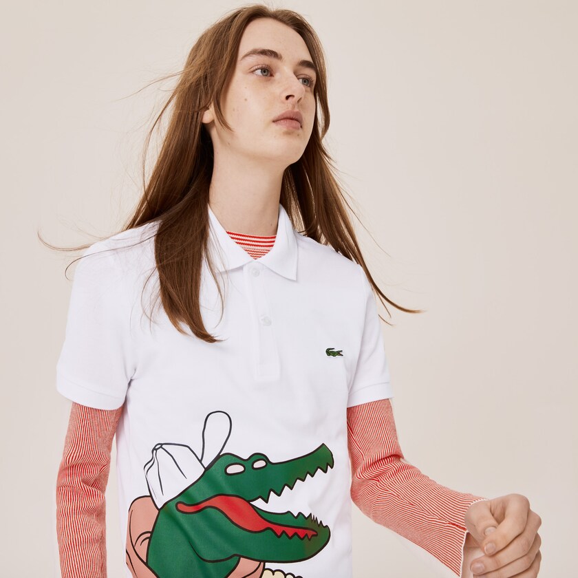 Camisas Lacoste x Jean-Michel Tixier Print Classic Fit Polo Hombre Blancos Amarillos | KW3-09990W3