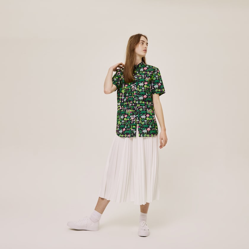 Camisas Lacoste x Jeremyville Regular Fit Cotton Mujer Azul Marino Azules Blancos | YU4-14531Y6