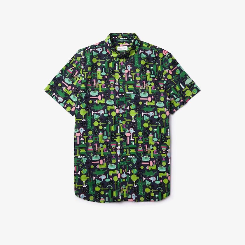 Camisas Lacoste x Jeremyville Regular Fit Cotton Mujer Azul Marino Azules Blancos | YU4-14531Y6