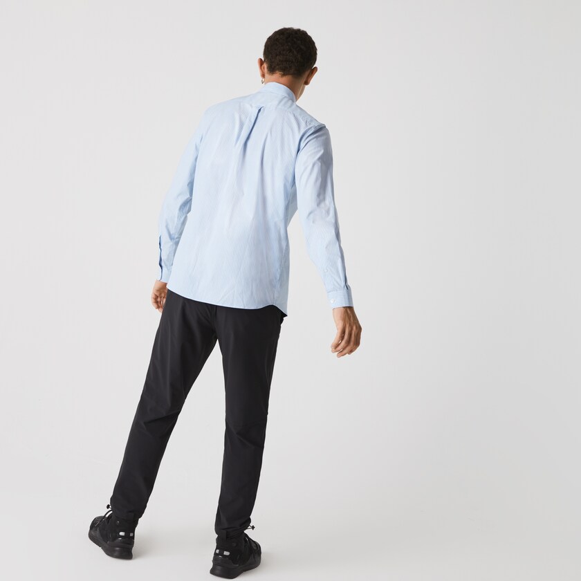 Camisas Lacoste Hombre Azules Blancos x National Geographic Regular Fit Striped Cotton LI6-55965H3