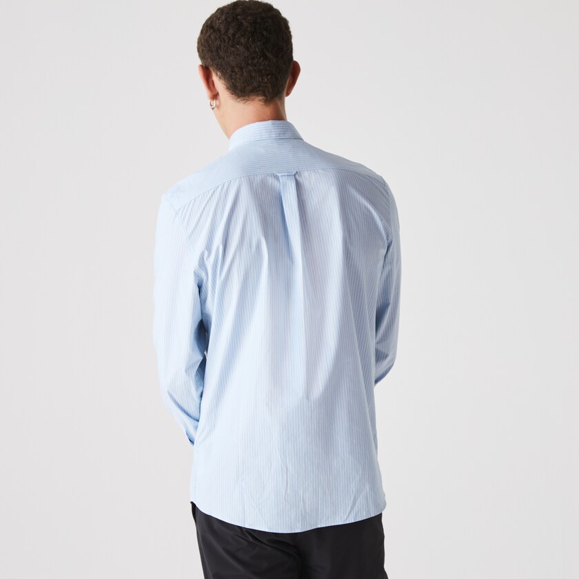 Camisas Lacoste Hombre Azules Blancos x National Geographic Regular Fit Striped Cotton LI6-55965H3
