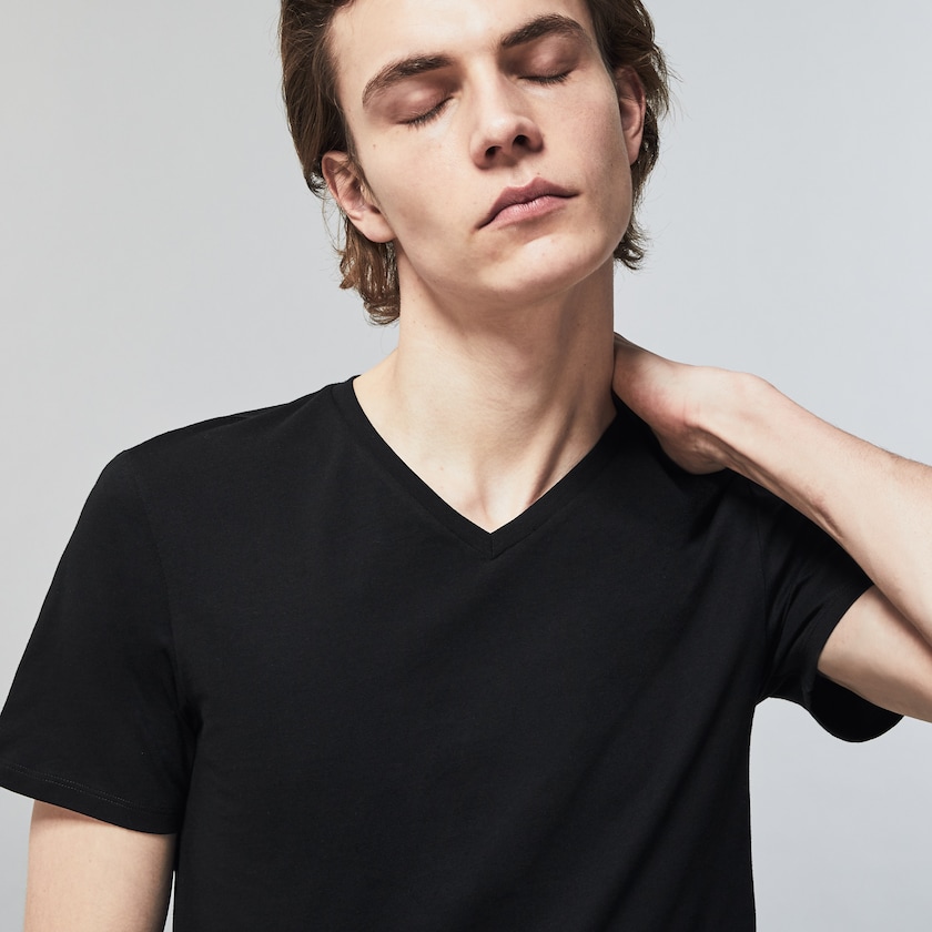 Camiseta Lacoste 3 Pack of Plains Hombre Negros | LF5-43504C6
