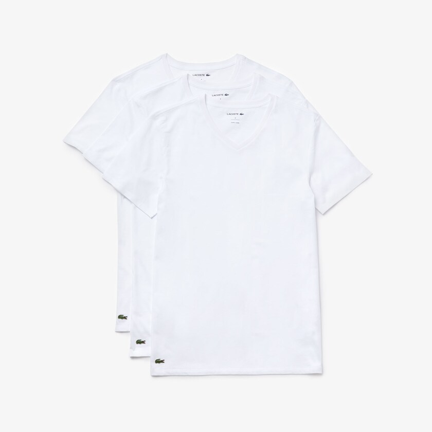 Camiseta Lacoste 3 Pack of Plains Hombre Blancos | AL2-72367Q7