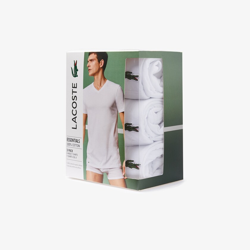Camiseta Lacoste 3 Pack of Plains Hombre Blancos | AL2-72367Q7