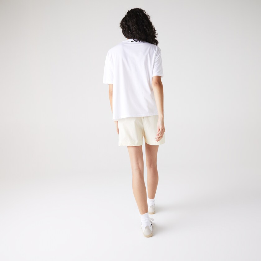 Camiseta Lacoste Art-Print Cotton Mujer Blancos | AM8-47844N5