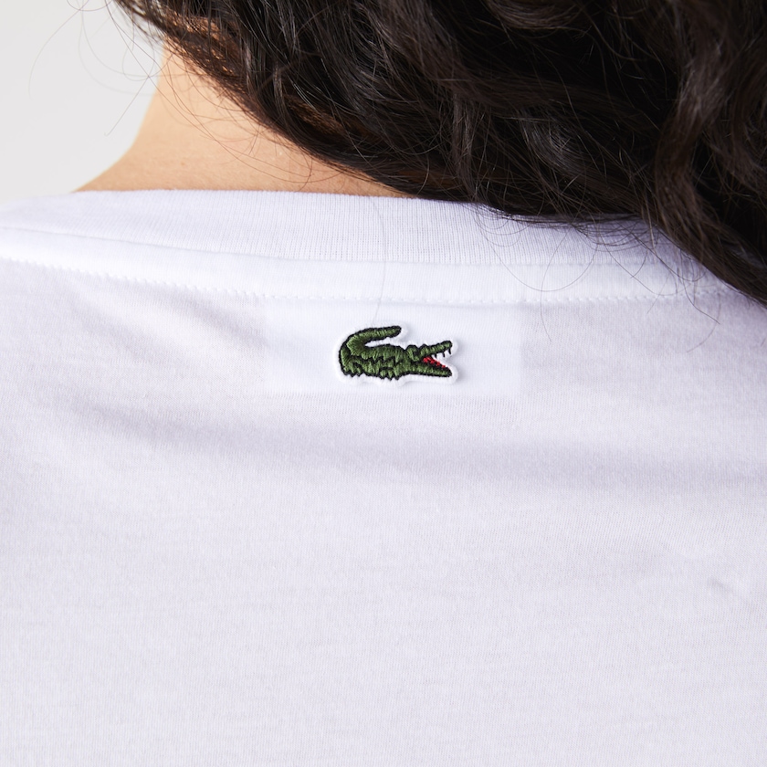 Camiseta Lacoste Art-Print Cotton Mujer Blancos | AM8-47844N5