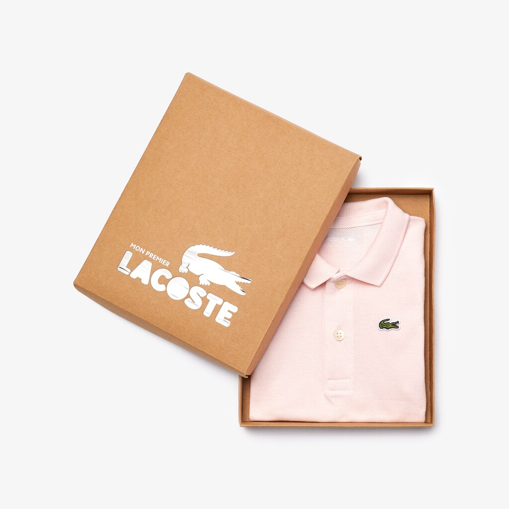 Camiseta Lacoste Niños Rosas Claro Baby Organic Cotton Piqué Bodysuit In Recycled Cardboard Box Set NI6-79137F6