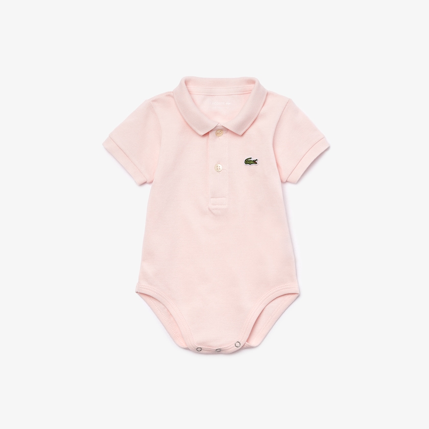 Camiseta Lacoste Niños Rosas Claro Baby Organic Cotton Piqué Bodysuit In Recycled Cardboard Box Set NI6-79137F6
