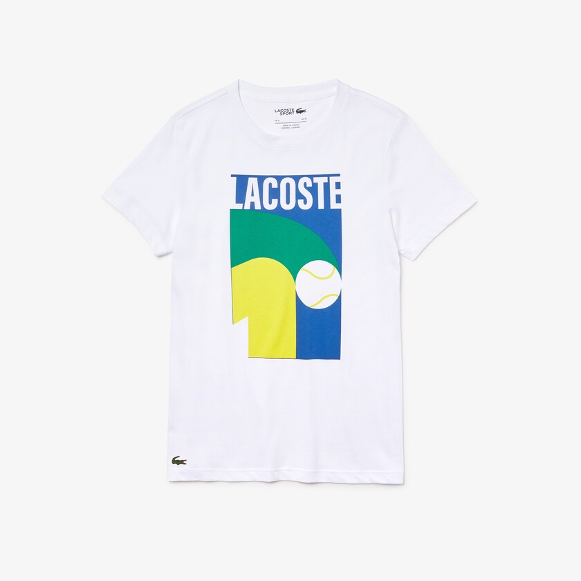 Camiseta Lacoste Breathable Graphic Print Hombre Blancos | MB5-85038J3
