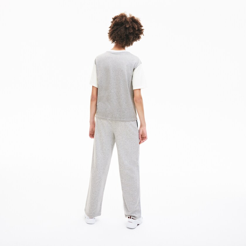 Camiseta Lacoste Cotton Color-Block Mujer Amarillos Blancos Grises | JQ5-02270B1