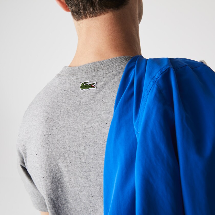 Camiseta Lacoste Crew Neck Landscape Print Cotton Hombre Grises Rojos | OE1-85158K2