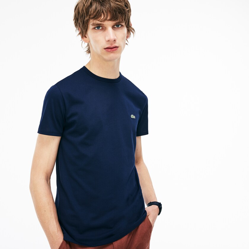 Camiseta Lacoste Hombre Azul Marino Azules Crew Neck Pima Cotton Jersey YI3-84468B4