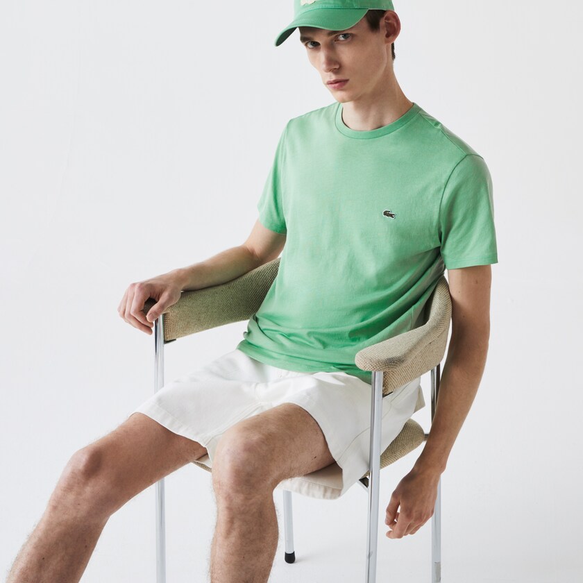 Camiseta Lacoste Crew Neck Pima Cotton Jersey Hombre Verdes | DH5-14651J6