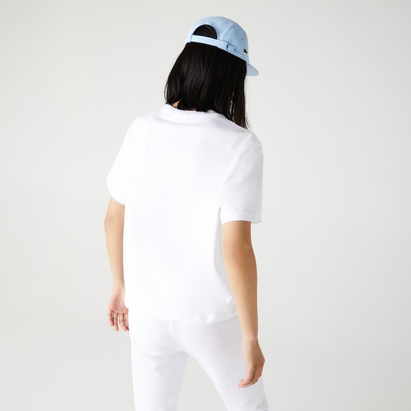 Camiseta Lacoste Crew Neck Premium Cotton Mujer Blancos | PT7-30483Z4
