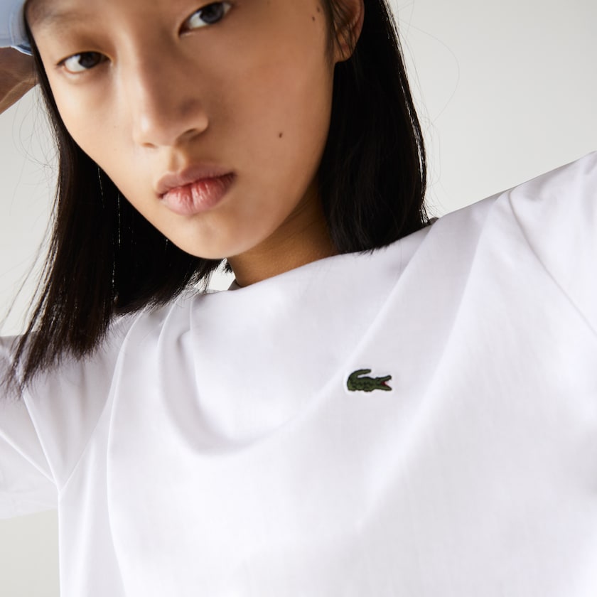 Camiseta Lacoste Crew Neck Premium Cotton Mujer Blancos | PT7-30483Z4